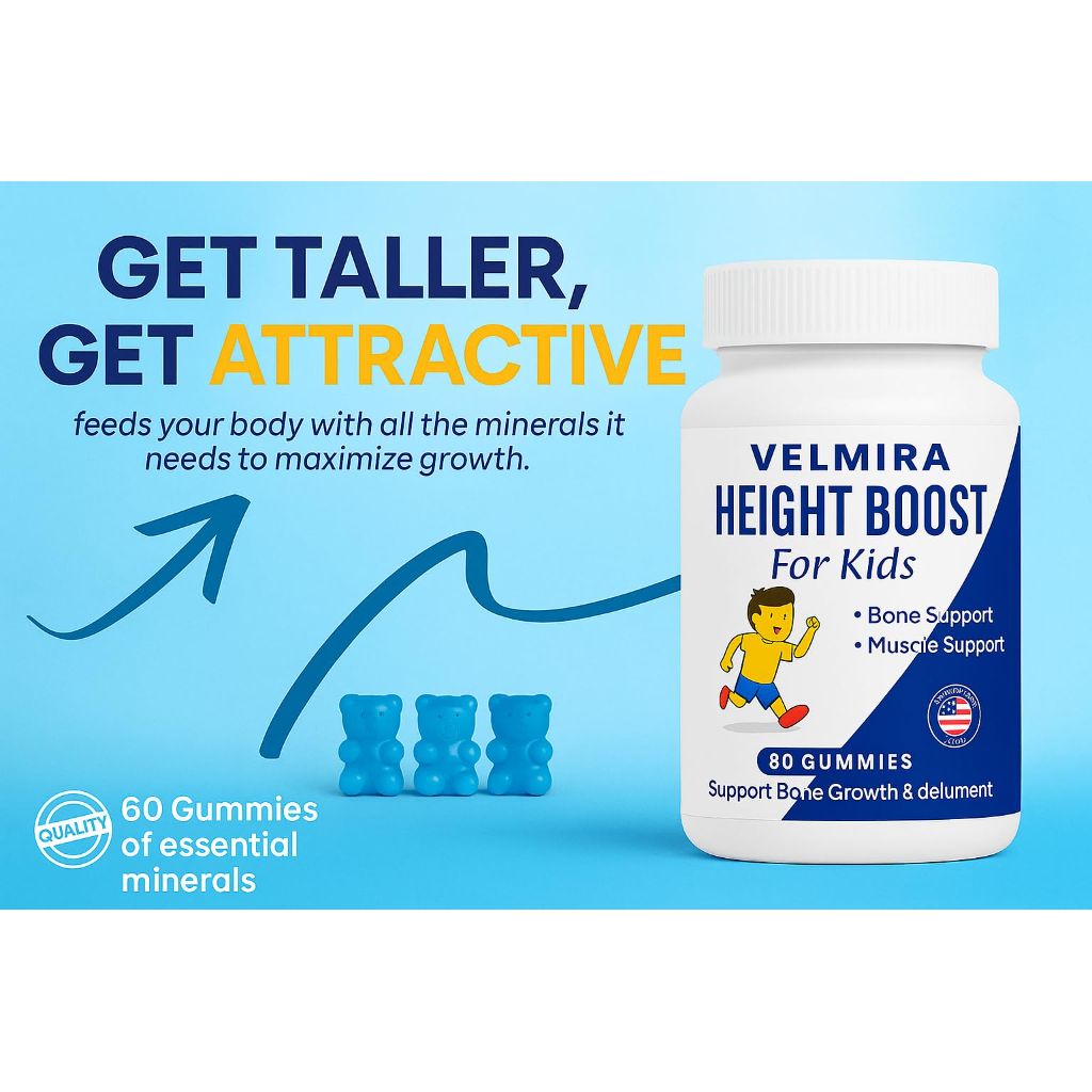 Velmira Height Boost Gummies for Kids - Strawberry, 60ct.