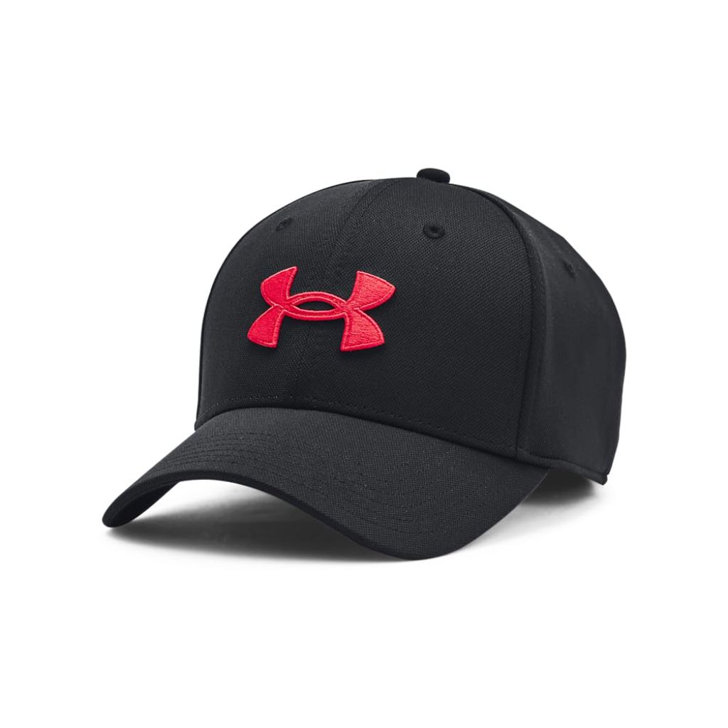 Under Armour Men's Blitzing Cap Stretch Fit, (004) Black / / Red, Small/Medium