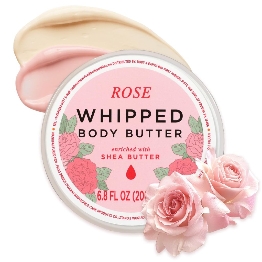 Princess Belle Rose Whipped Shea Body Butter, Body Moisturizer, Rose, 2 Pack (3.4fl. oz + 6.8 fl. oz)