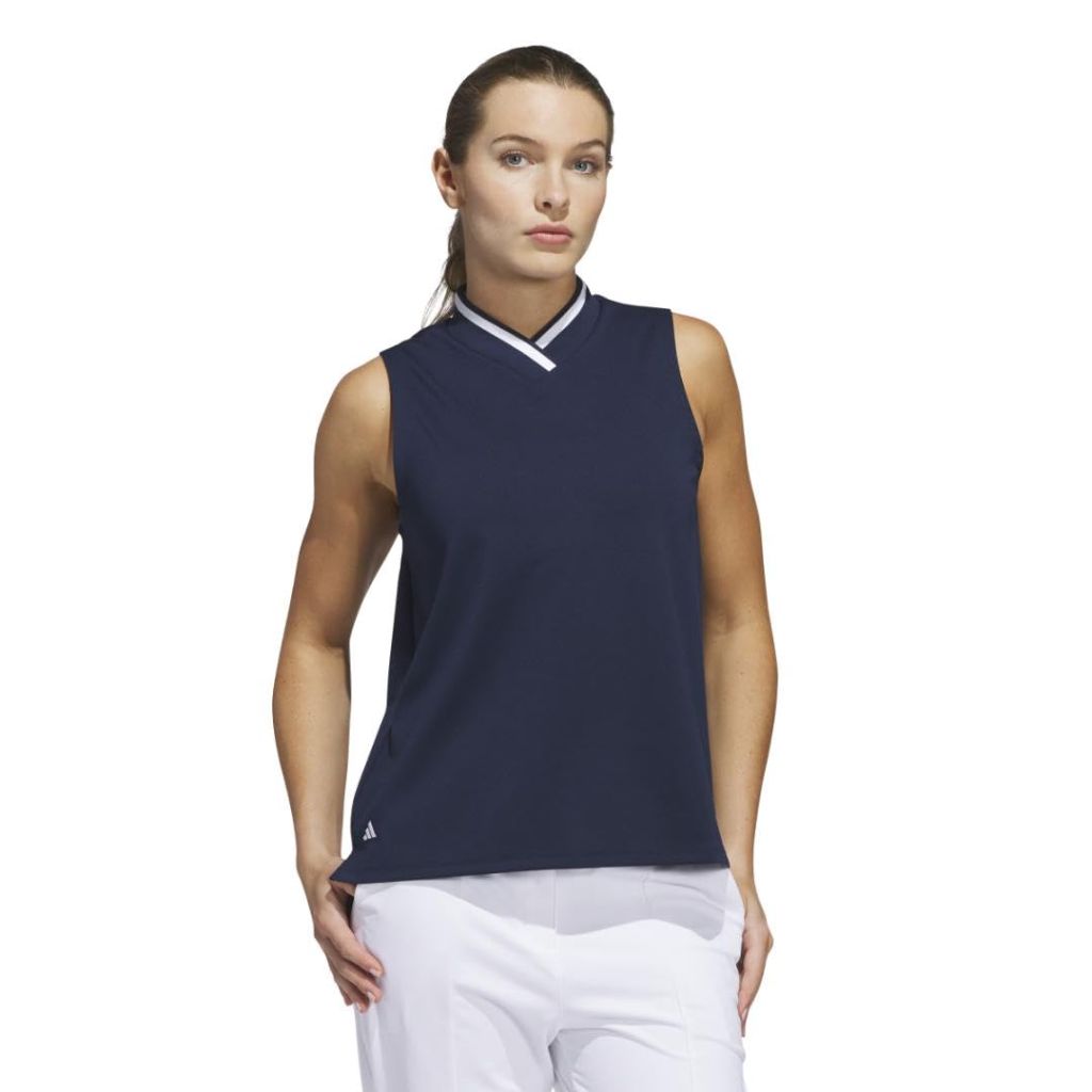adidas Women's Go-To Sleeveless Polo Shirt - Collegiate Navy, Large