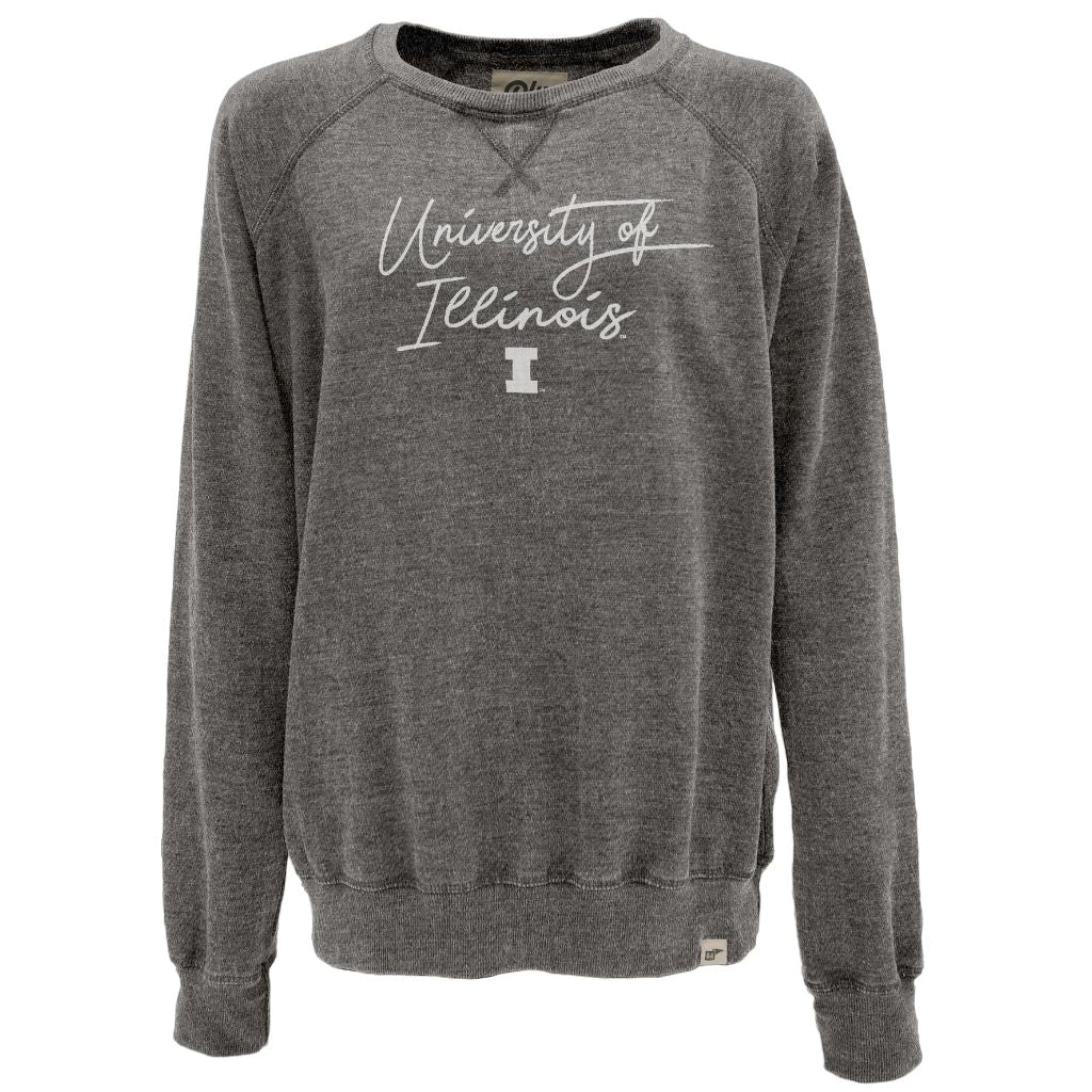 Illinois Illini Women's Burnout Script Crewneck Sweatshirt