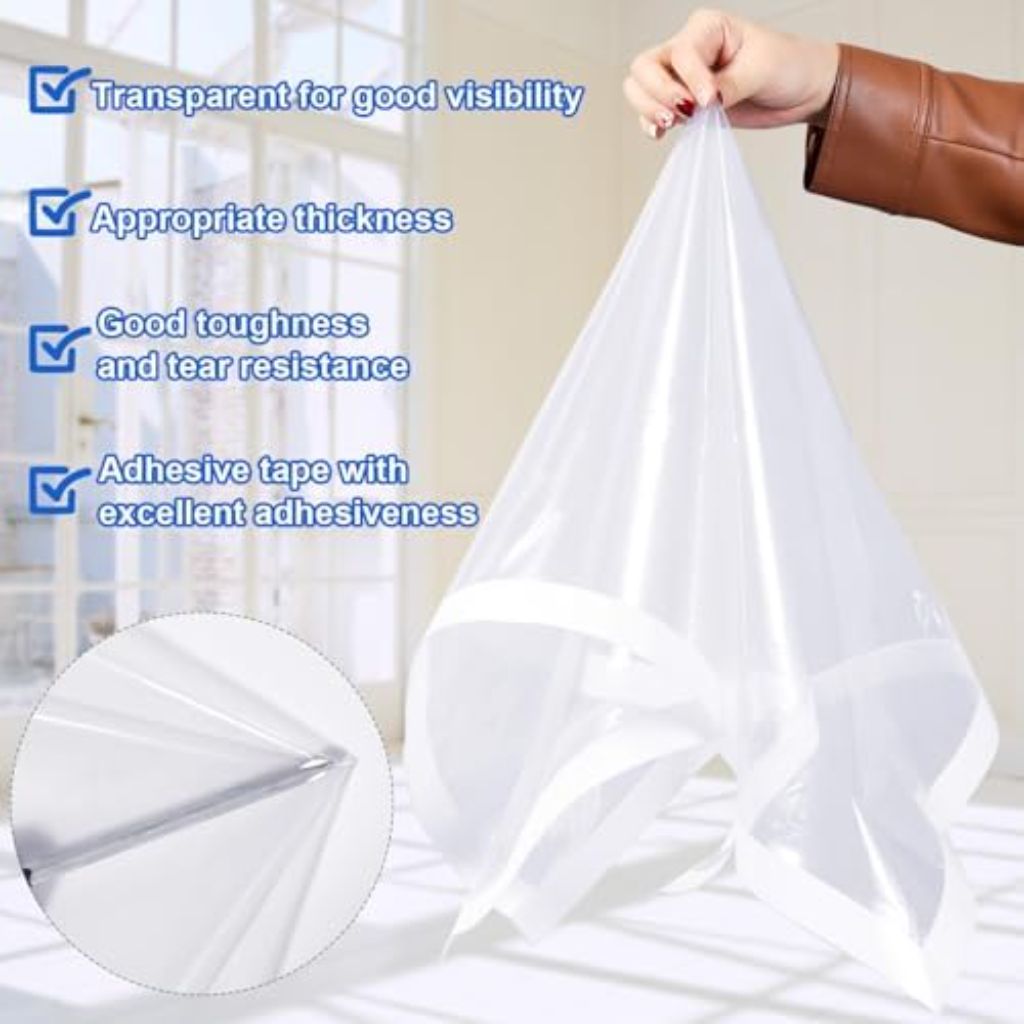 63×63inches Window Insulation for Winter,Plastic Window Cover for Winter,Thermal Window Insulation Kit for Winterizing,Thick Transparent Window Seal Film for Winter Window Covering