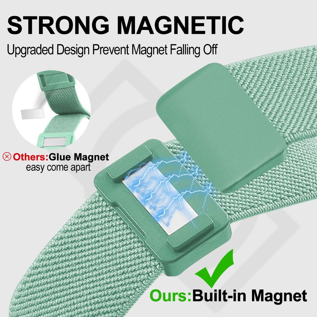 EverAct Magnetic Stretchy Nylon Replacement Band for Fitbit Charge 6/Fitbit Charge 5 - Seafoam Green