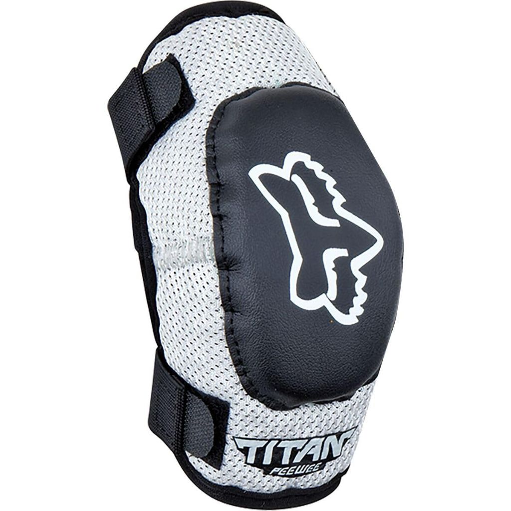 Fox Racing Youth Pewee Titan Medium/Large Motocross Dirt Bike Elbow Pads, Black/Silver, One Size