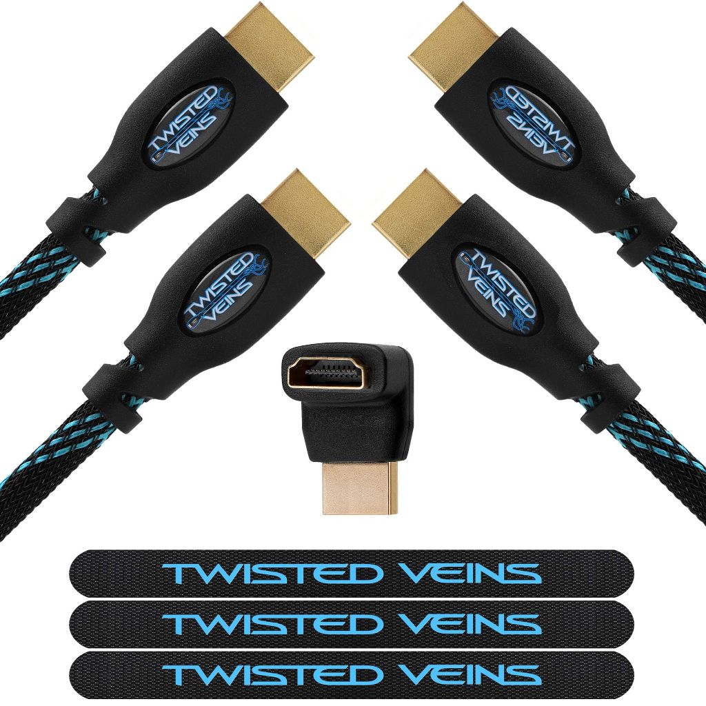 Twisted Veins HDMI Cable 30 ft, 2-Pack, Premium HDMI Braided Cord Type High Speed with Ethernet