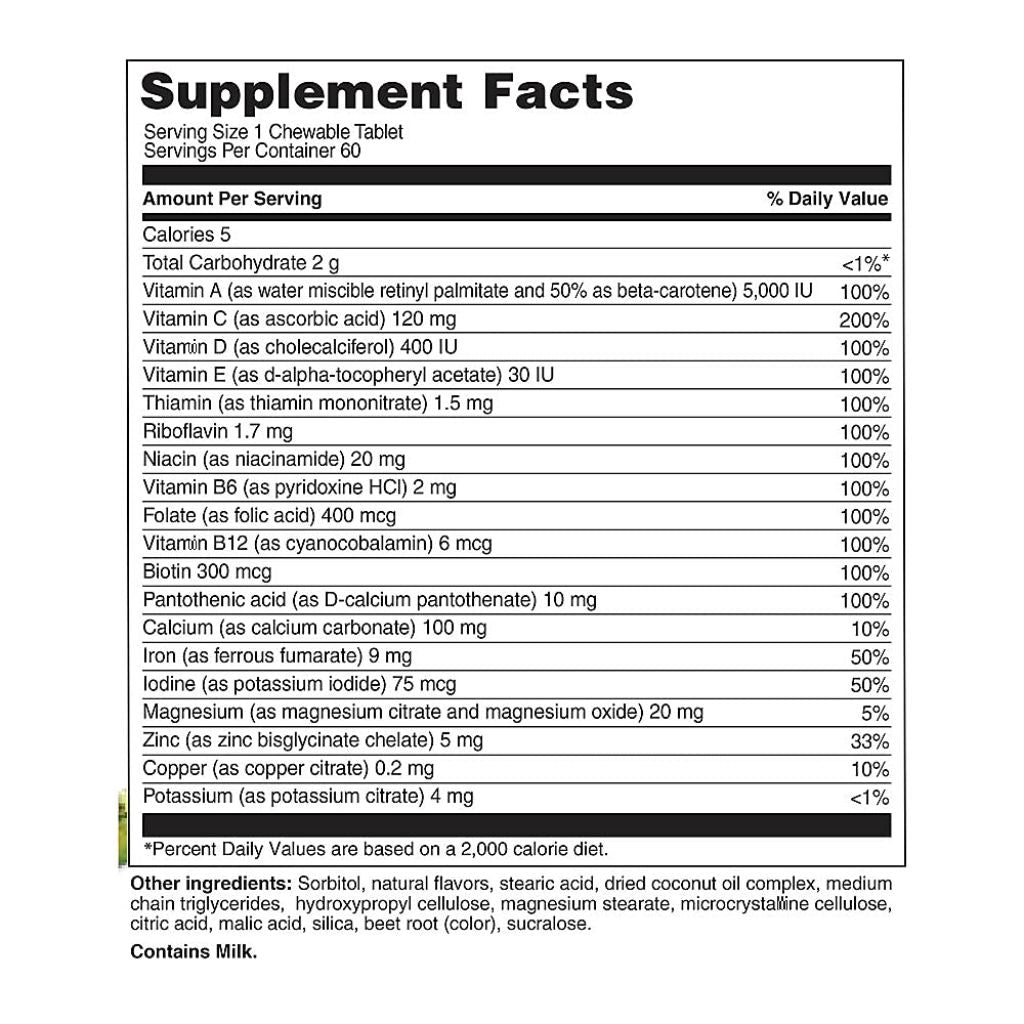 Multivitamin Chewable Tablets Delicious Tropical Berry Flavored (60 Chewable Tablets)