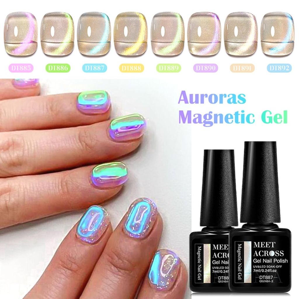 MEET ACROSS 12 Pcs Cat Eye Gel Nail Polish Set