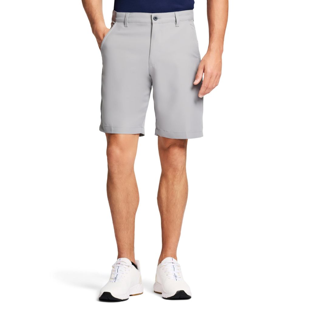 IZOD Men's 9.5" Micro Poly Classic Fit Golf Short, 42, Nickel