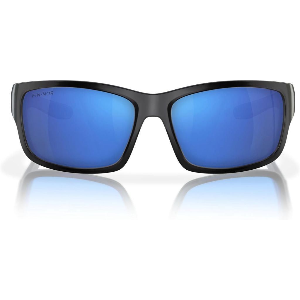 Fin-Nor RT Sunglasses - Matte Black Frame/Blue Mirror Gray Lens