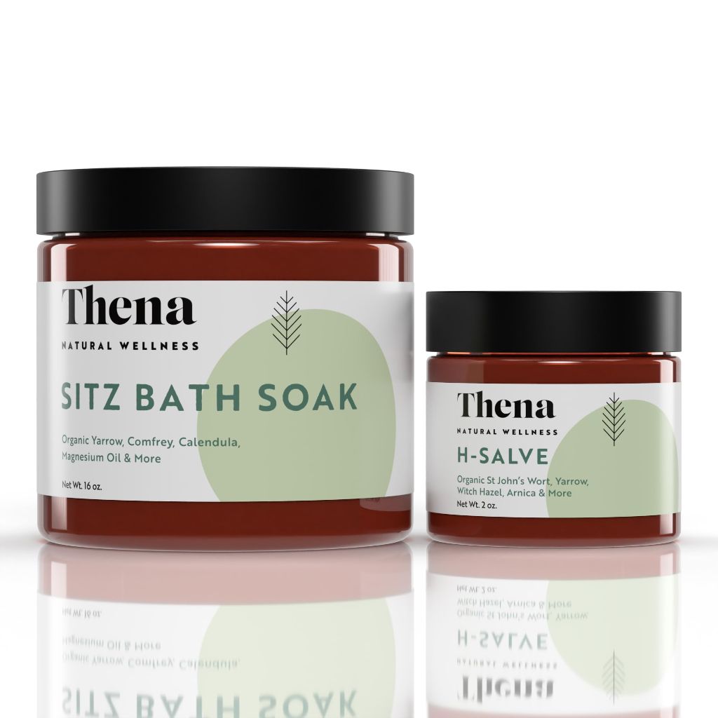 Organic Sitz Bath Soak & Hemorrhoid Salve Cream Kit for Toilet Sitz Bath