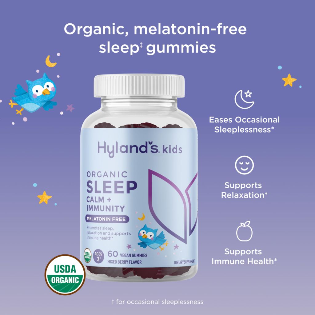 Hyland's Kids Melatonin Free Organic Sleep Aid Gummies with Calm & Immune Support - 60 Vegan Gummies