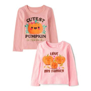 The Children s Place Baby Toddler Girls Long Sleeve Pumpkin Tee  2-Pack  (Size 3T)