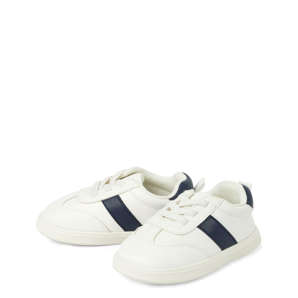 SZ 4.5T, The Children's Place Newborn Boys First Steps Sneakers | White Multi Colorblock