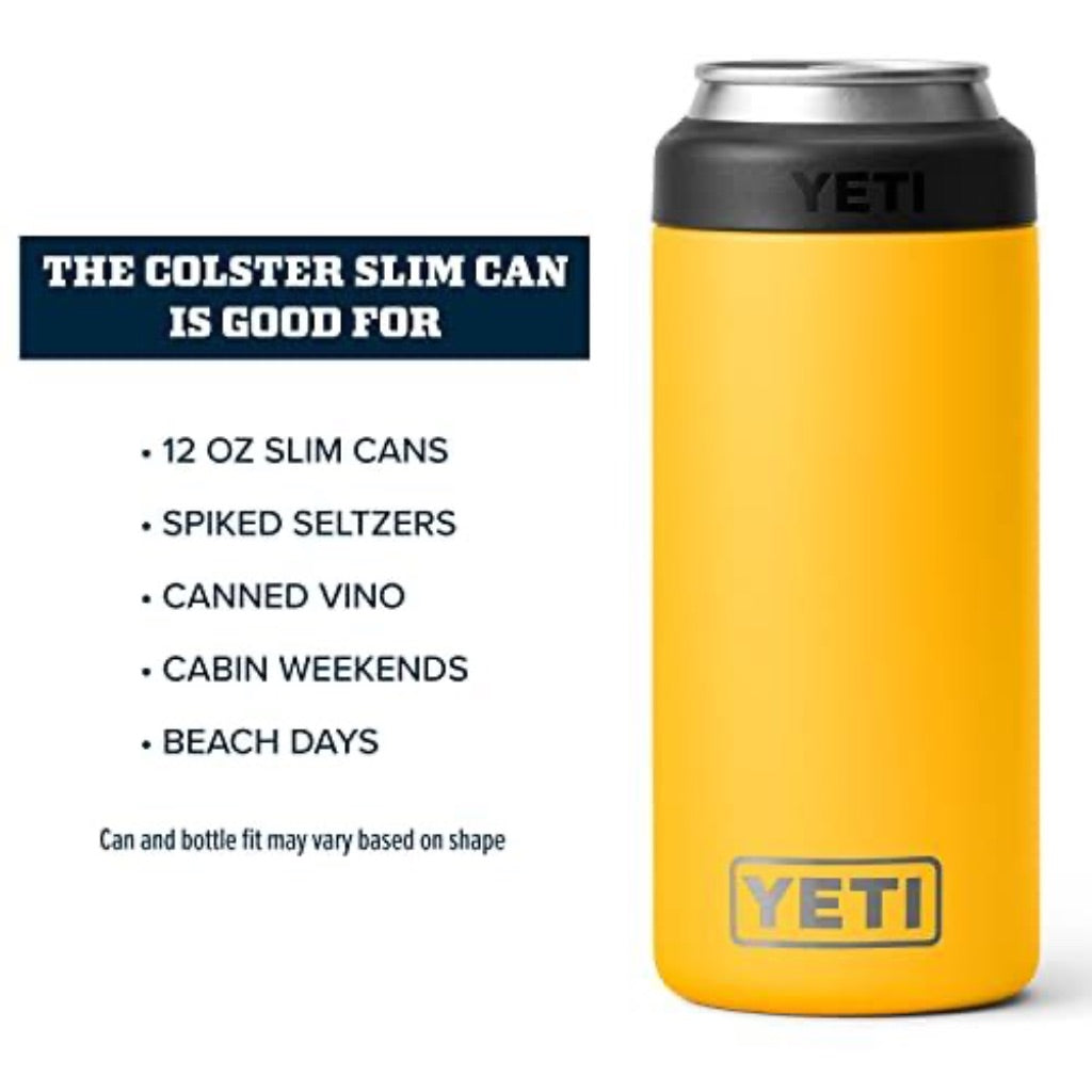 Yeti Rambler Colster Slim Can Insulator with Load-and-Lock Gasket, Alpine Yellow