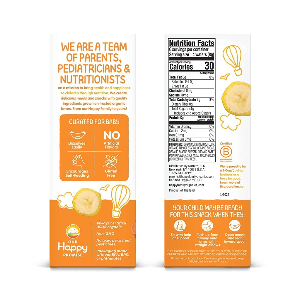 Happy Baby Gentle Teethers Organic Teething Wafers - Banana Sweet Potato, 12 Pack