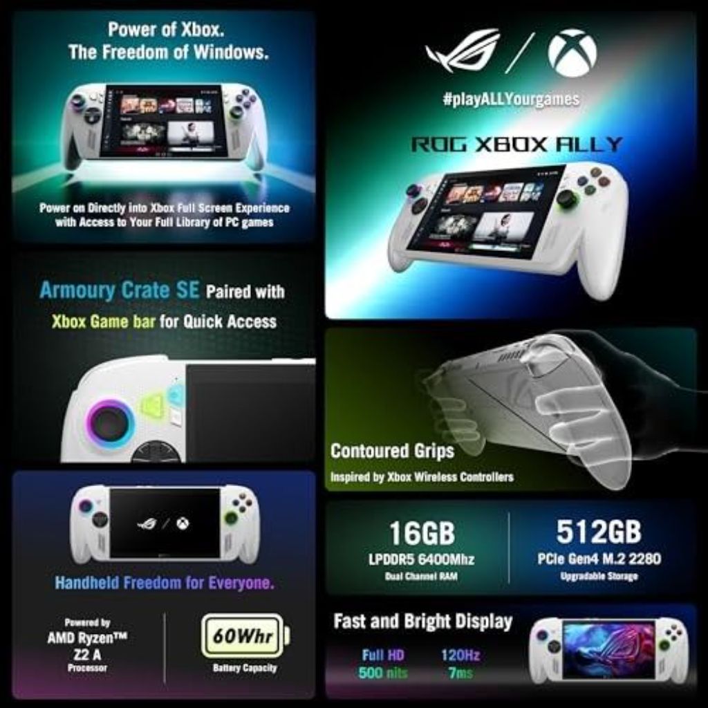 ASUS ROG Xbox Ally 7" FHD Touchscreen Gaming Handheld, 16GB RAM, 512GB SSD (RC73YA-XB_ALLY.Z2A.16) - White