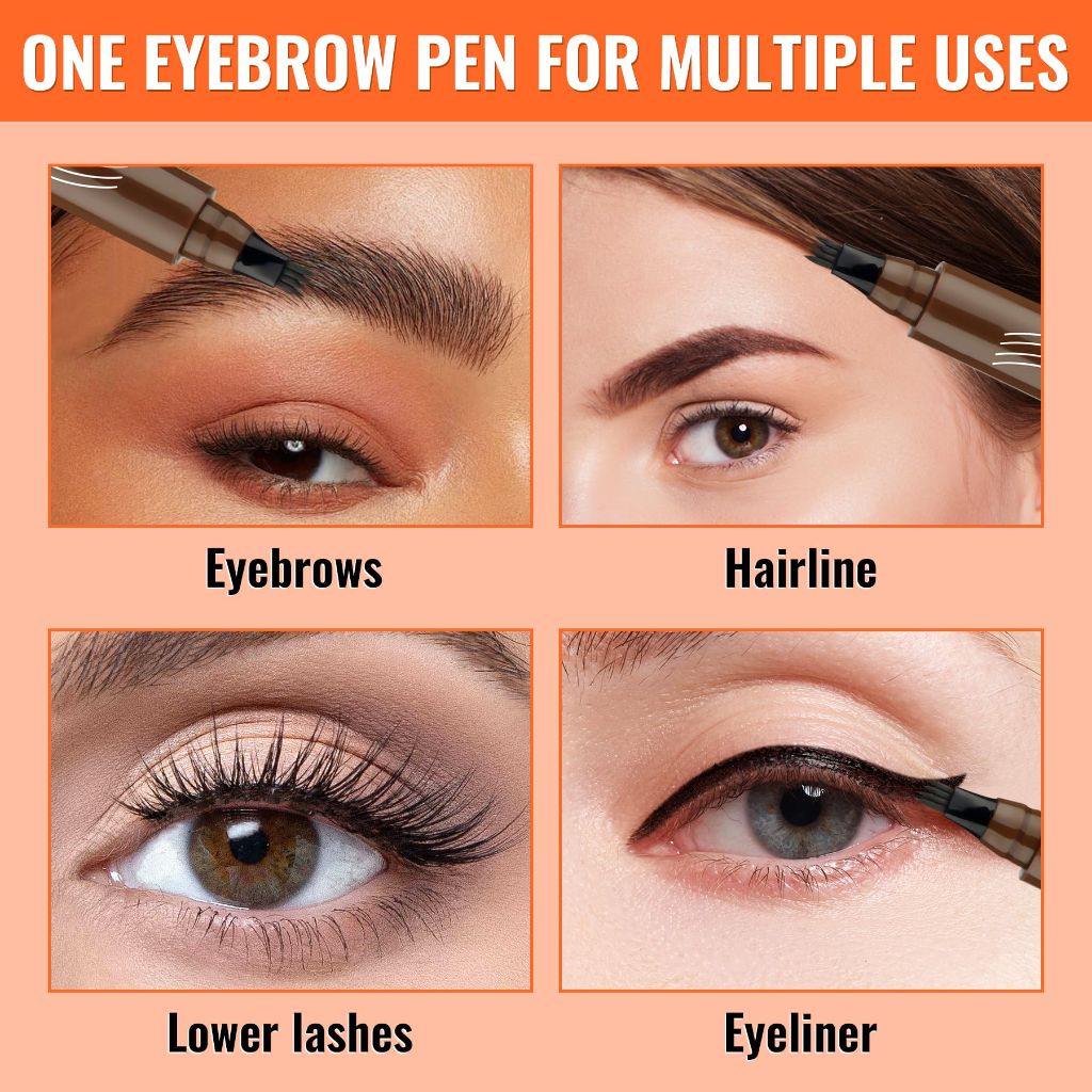 Eyebrow Pencil - Microblading Eyebrow Pen Waterproof 4 Fork Tip, Black/Brown