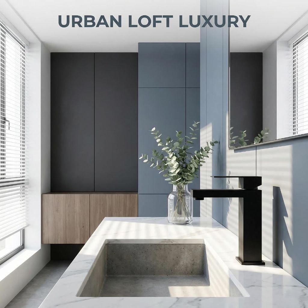Matte Black Bathroom Faucet, Modern Single Handle Square with Pop Up Drain Assembly, Stainless Steel BF011B
