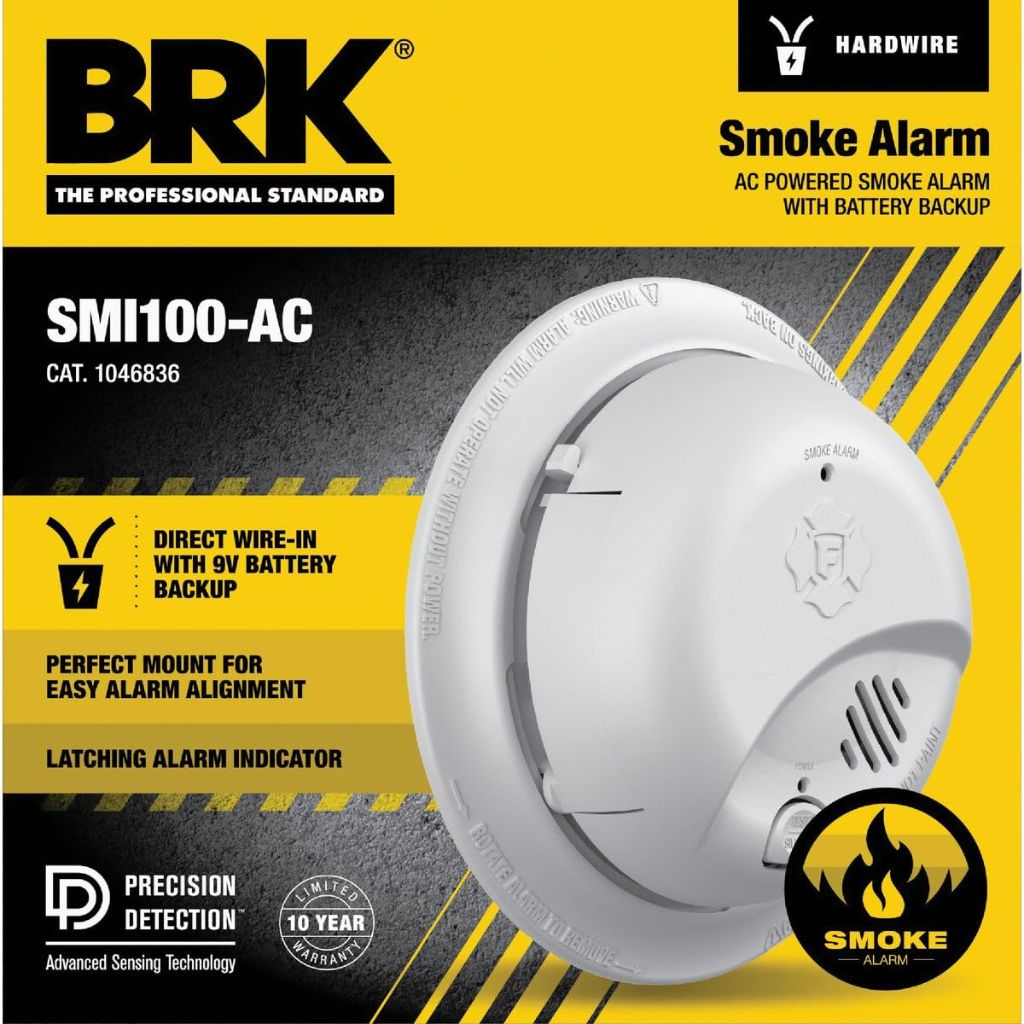 BRK - SMI100-AC Hardwire Interconnect Smoke Alarm with Battery Backup,