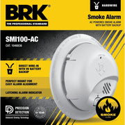 BRK - SMI100-AC Hardwire Interconnect Smoke Alarm with Battery Backup,