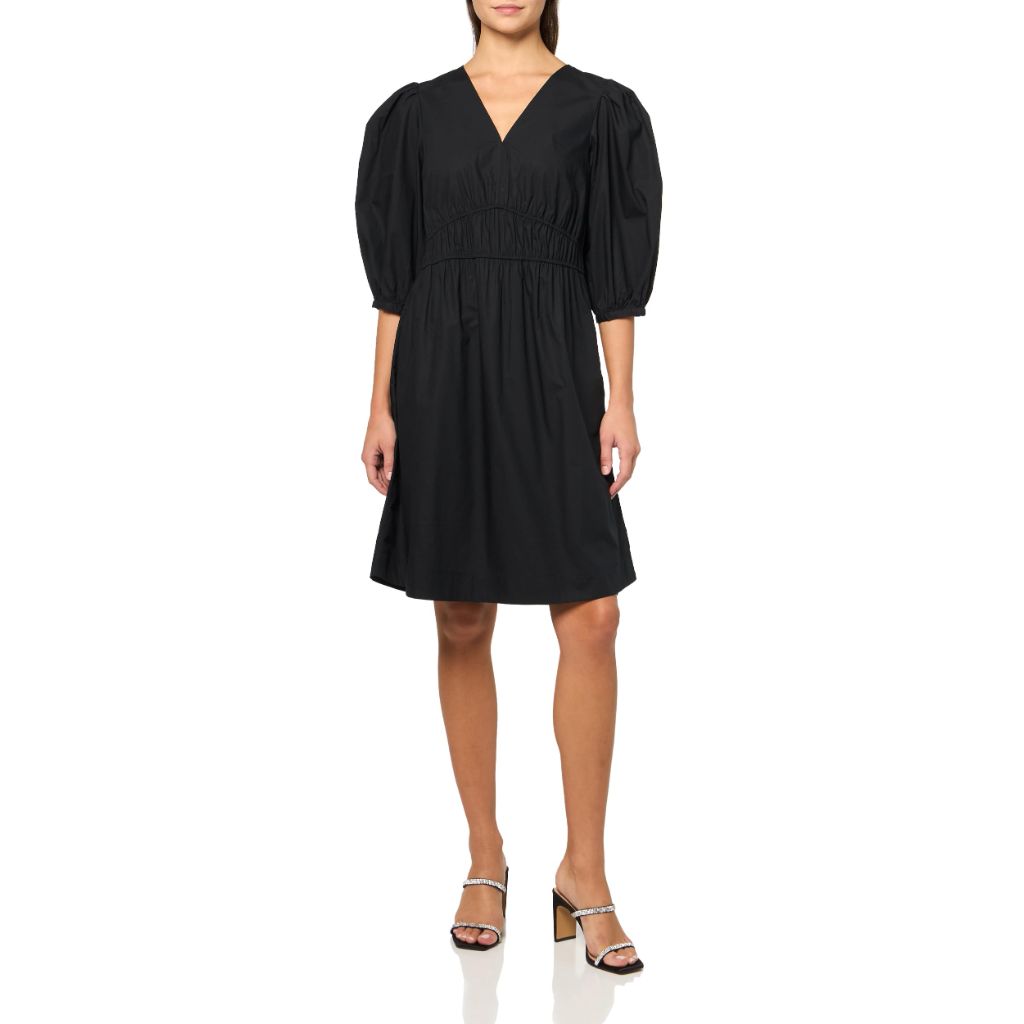 BOSS, Poplin Cotton Dress w/Balloon Sleeves, Black Carbon, 10