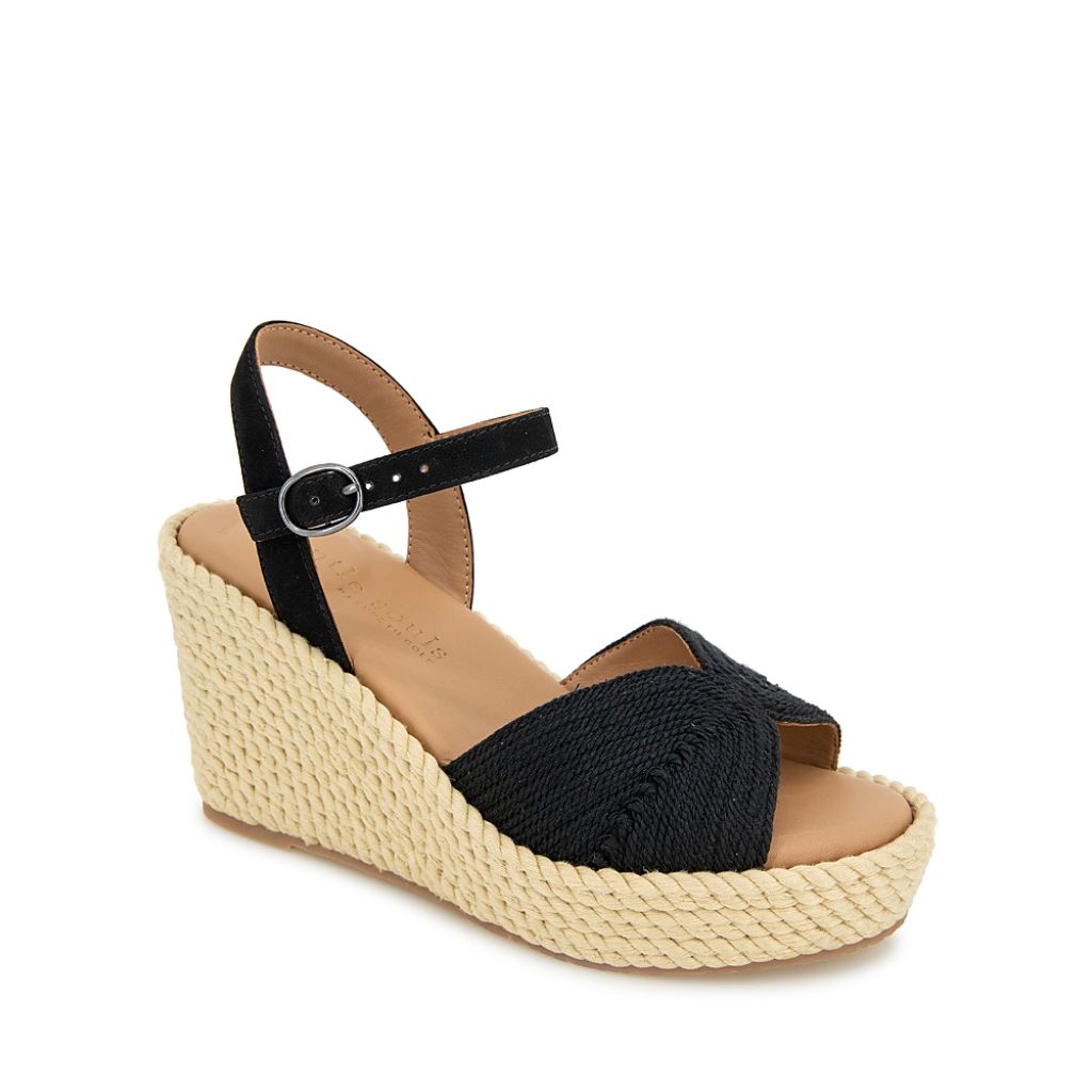 Gentle Souls by Kenneth Cole Women's Nola Espadrille Wedge Sandals - Black, Size 6.5