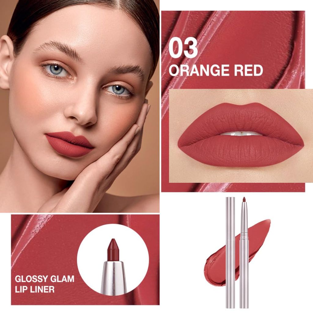 Evpct Silky Lip Liner Pencil Retractable, Red Brown Smooth Lip Liner Creamy Velvet Lipliner