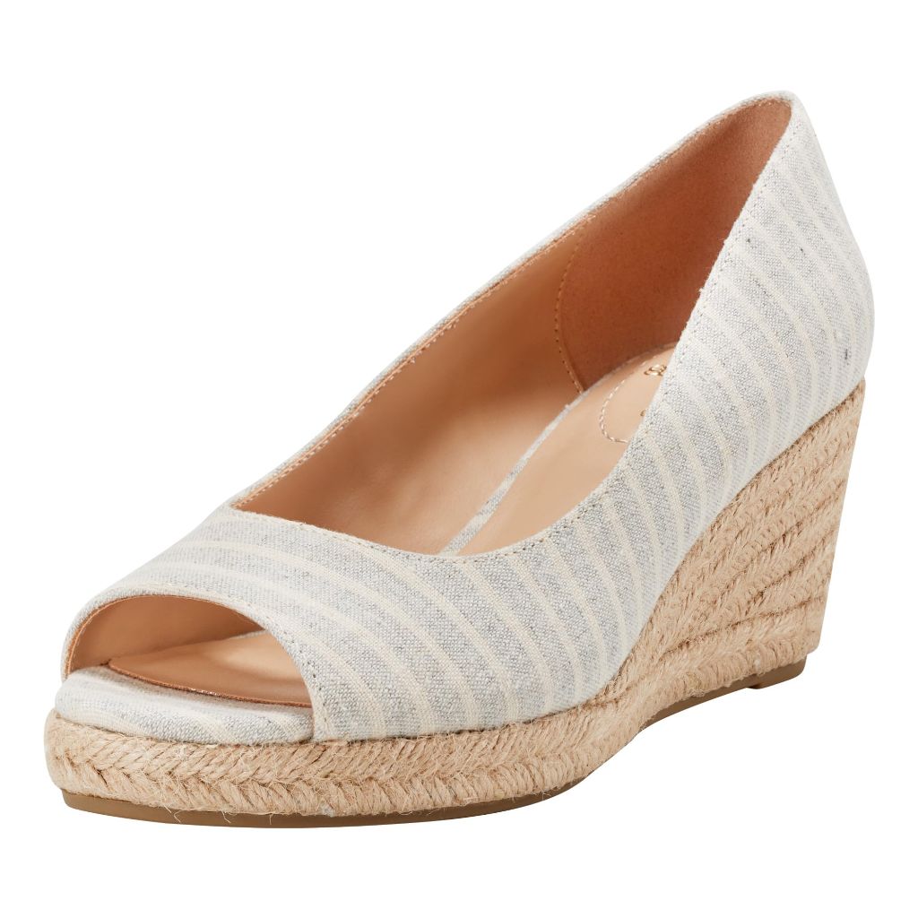 Bandolino Women's Nuri Wedge Wedge, Light Blue Stripe Multi 451, 8.5