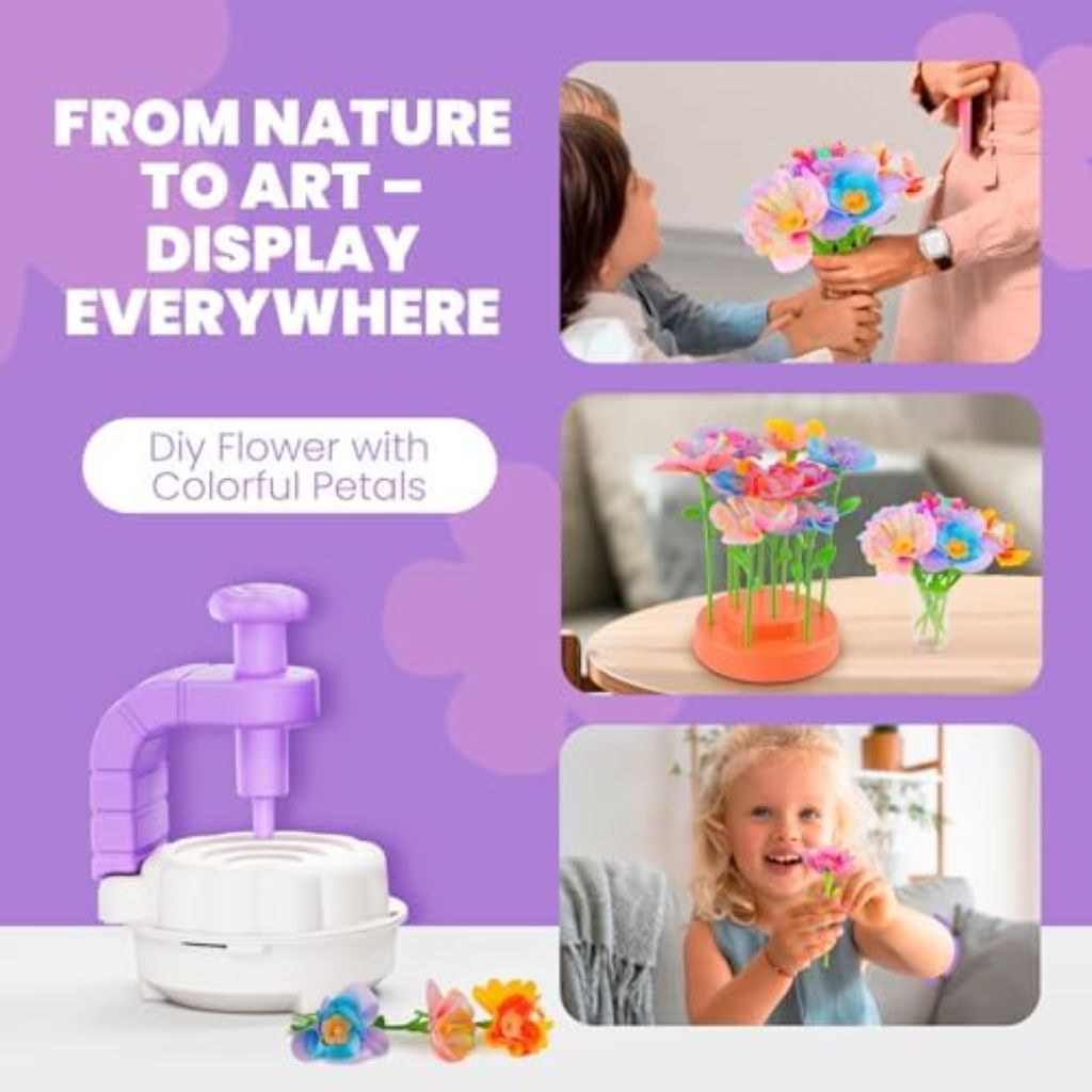 Windpaint Fabric Flower Bouquets Toys, Christmas Gifts DIY Craft Kits Toys for Kids, Arts & Crafts for Girls 3 4 5 6 7 8 9 10 Years Old Toddler, Educational Learning Preschool Birthday Gifts(Purple)