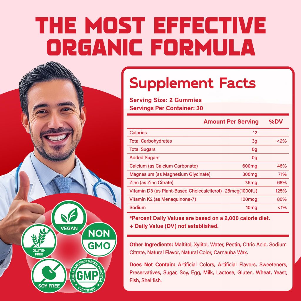Magnesium Glycinate Gummies - Sugar Free - 60 Strawberry Chews