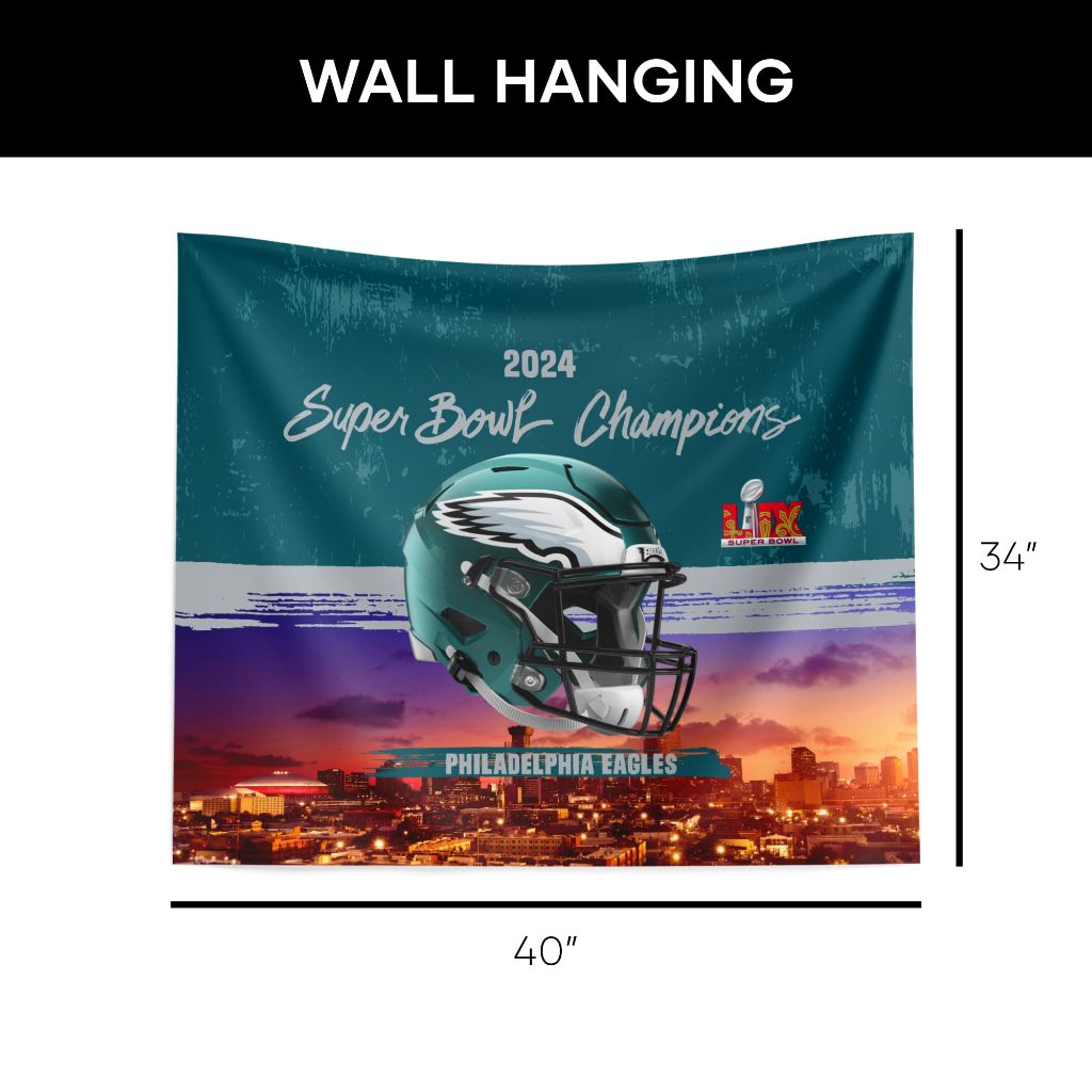 Northwest Philadelphia Eagles NFL 2024 Super Bowl 59 Champions Wall Hanging, 34 x 40 inches