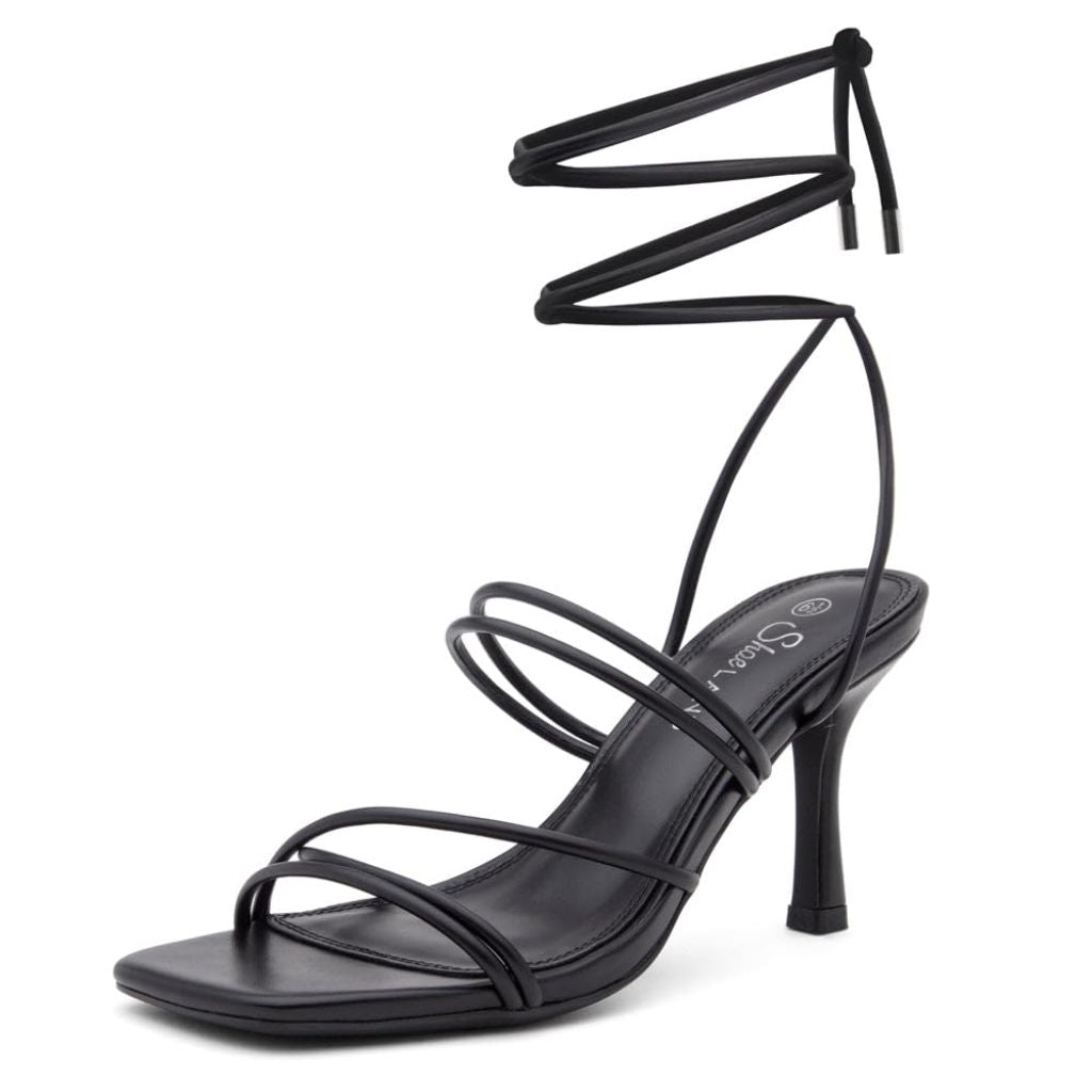 Shoe Land Women's Strappy Heels, Black - Size 7.5
