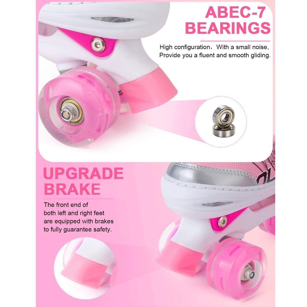 SZ S, Sowume Adjustable Kids Roller Skates for Girls and Women, All 8 Wheels of Girl's Skates Shine