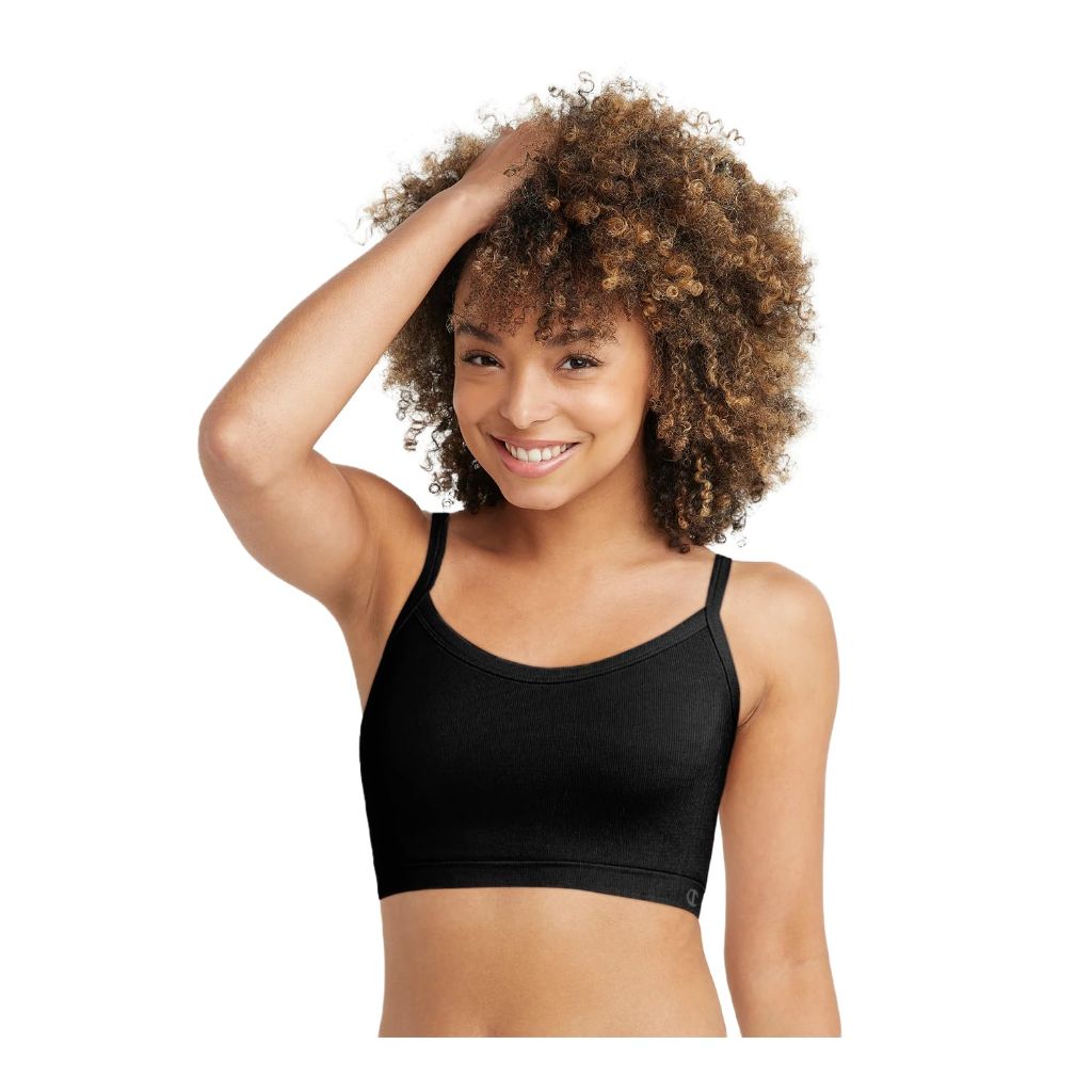 SZ M, Champion Women's Seamless Racerback C-Logo Bralette -  (Black)