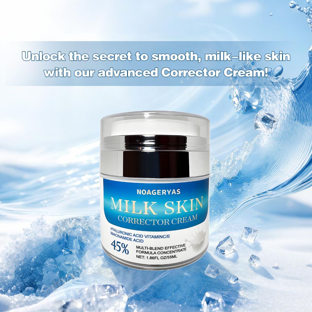Noageryas Milk Skin Corrector Cream with Hyaluronic Acid, Vitamin C, Niacinamide & 45% Multi-Action Concentrate - 1.86oz