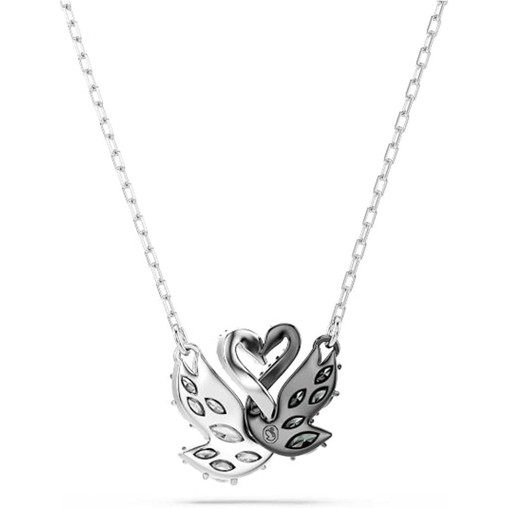 Swarovski Swan Pendant Necklace - Black/White, Rhodium Finish (5705721)