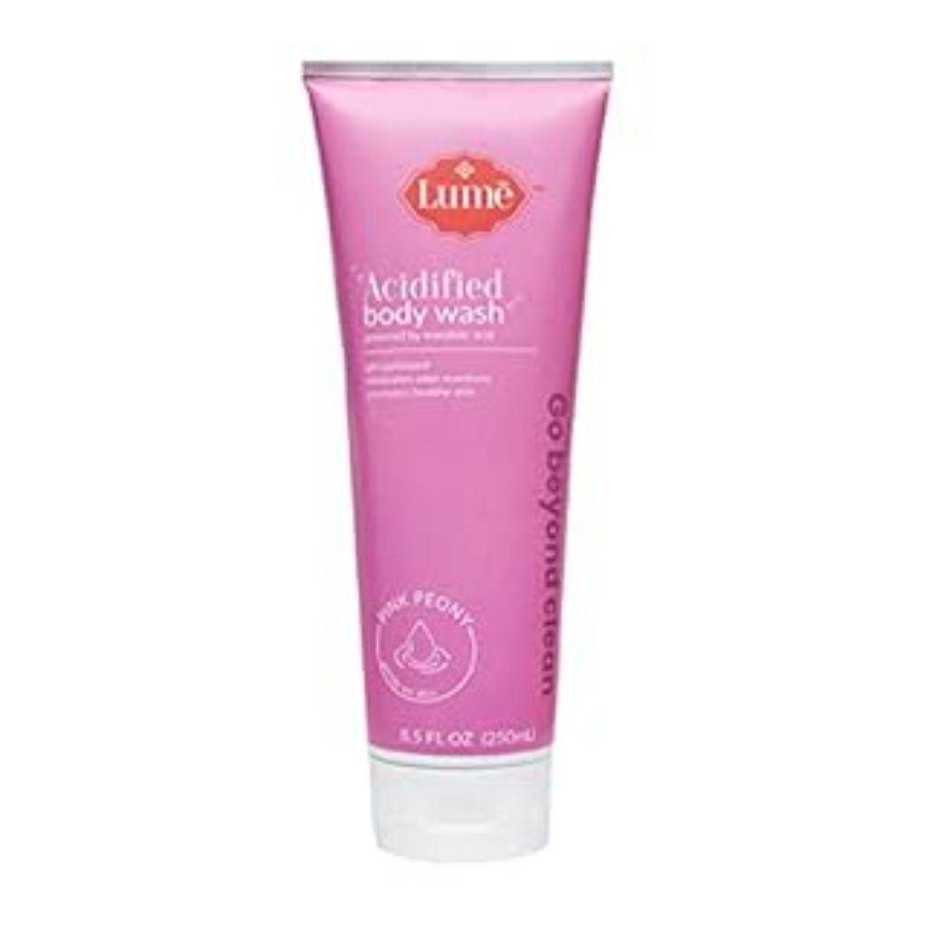 Lume Acidified Body Wash - Eliminates Odor Reactions  pH Optimized and Promotes Healthy and Soft Skin  8.5oz (Pink Peony)