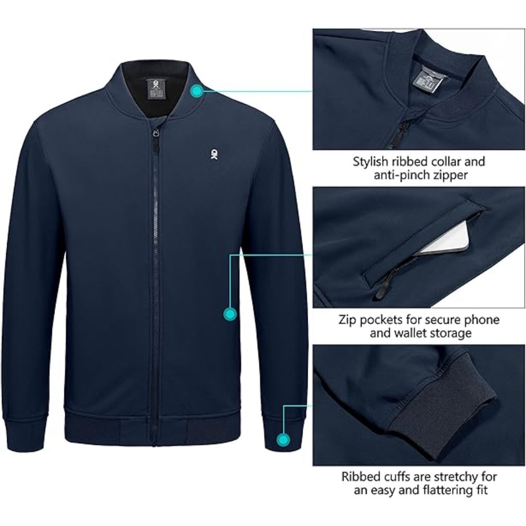 Little Donkey Andy Men's Fleece Bomber Jacket - Ensign Blue, Size Large