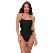 Sports Illustrated Women's Strapless One Piece w/Adjustable Side Cutouts, Black, Small