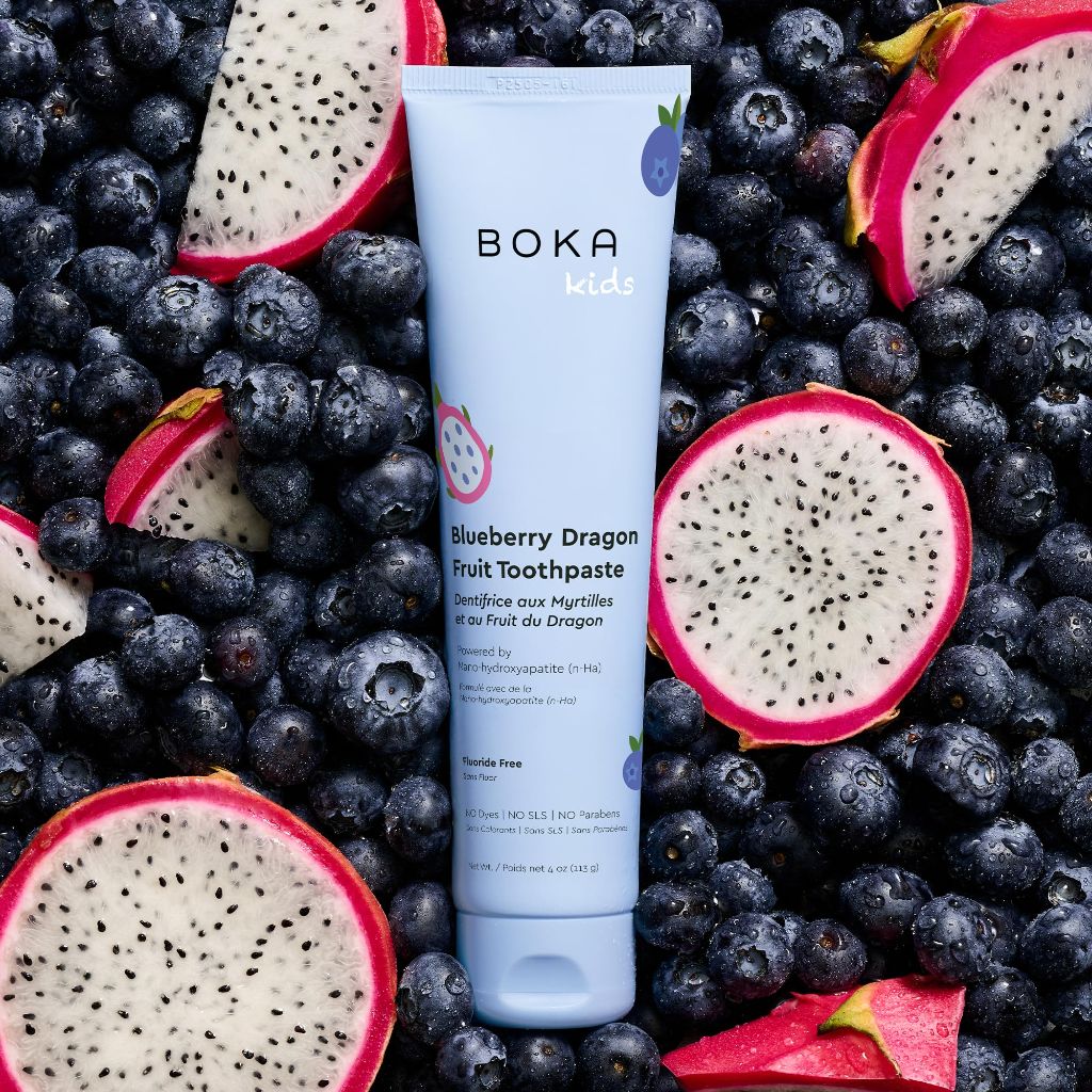Boka Fluoride Free Toothpaste Nano Hydroxyapatite Toothpaste - Blueberry Dragon Fruit Flavor, 4 oz 1Pk
