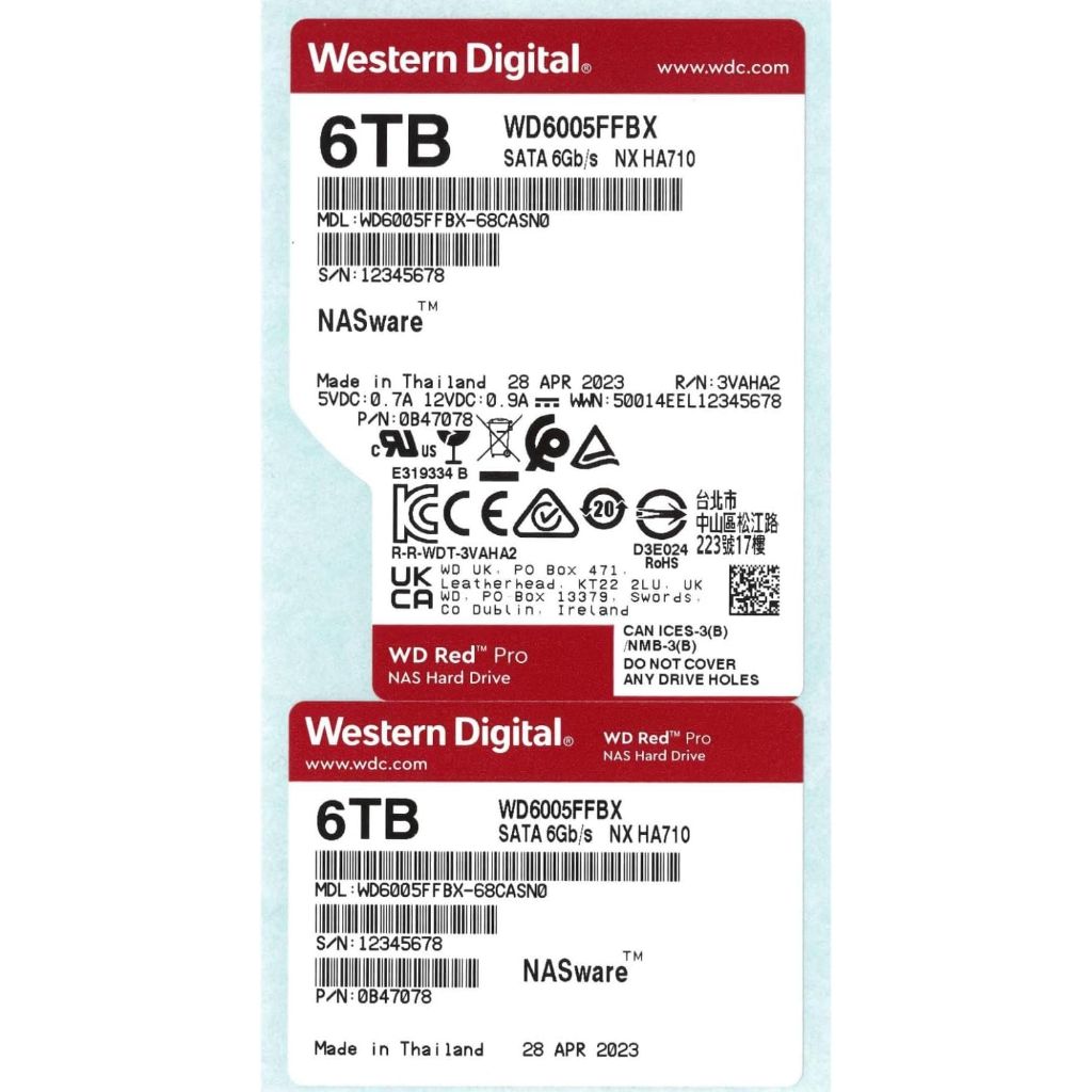 Western Digital WD Red Pro 6TB Internal Hard Drive HDD, 3.5" - WD6005FFBX