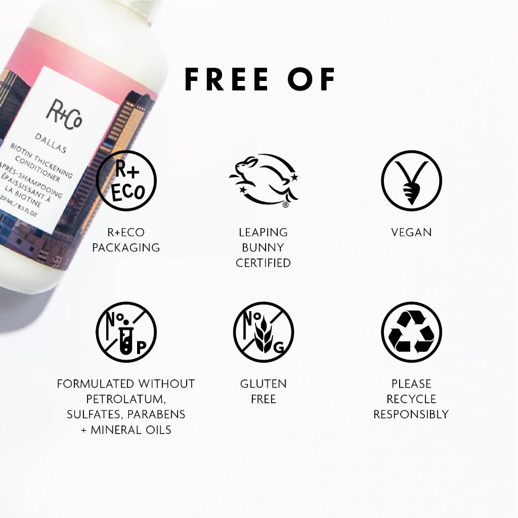 R+Co Dallas Biotin Thickening Conditioner | Weightless Hydration, Strengthens + Enhances Shine| 8.5 Oz