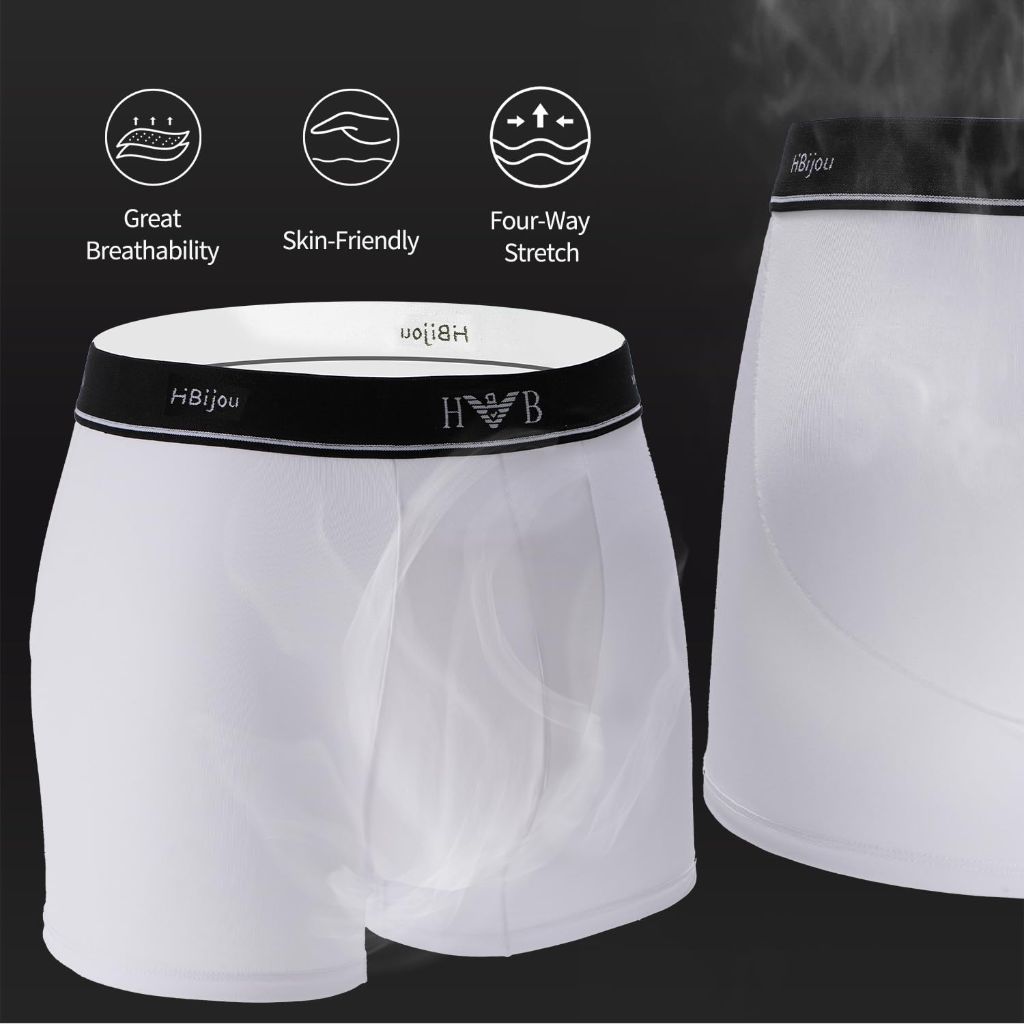 ODOMEIDIC Men's Underwear Boxer Brief with Quick-Dry Moisture Wicking (US, Alpha, XX-Large, Regular, Regular, 3, Black/White)