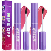 Jolilab Lip Stain Masque,Wipe Off Lip Tint, (#01+#02)