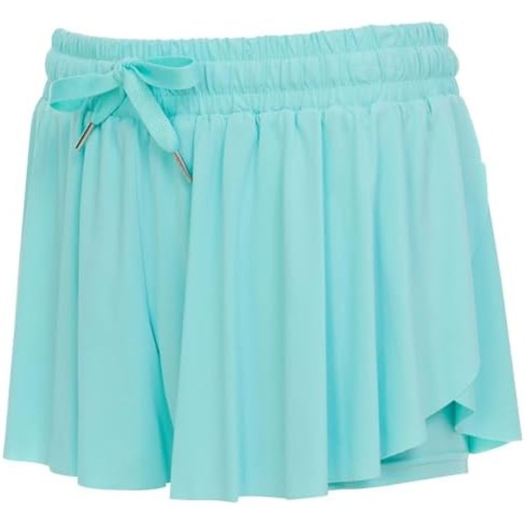 Pink Angel Butterfly Girls’ Flowy Athletic Shorts with Phone Pocket Double Layered Design - XS