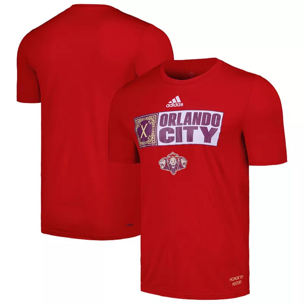 Men's adidas Red Orlando City SC 2024 Jersey Hook AEROREADY T-Shirt, Size: Small, Orf Red