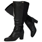 RF ROOM OF FASHION Women's Wide Calf Block Heel Knee High Dress Boots, Black - size 11