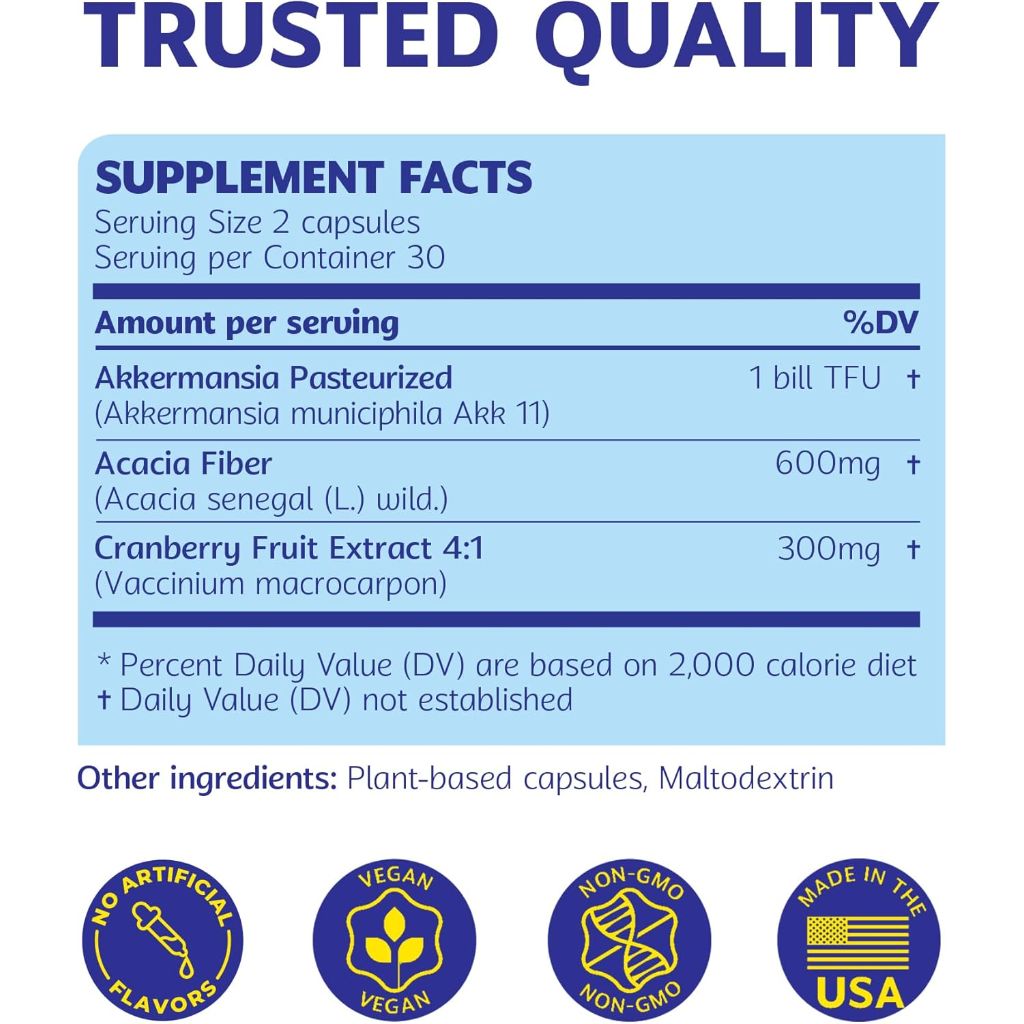 Akkermansia Probiotic with Prebiotic & Polyphenol Cranberry - 60 Delayed Release Capsules