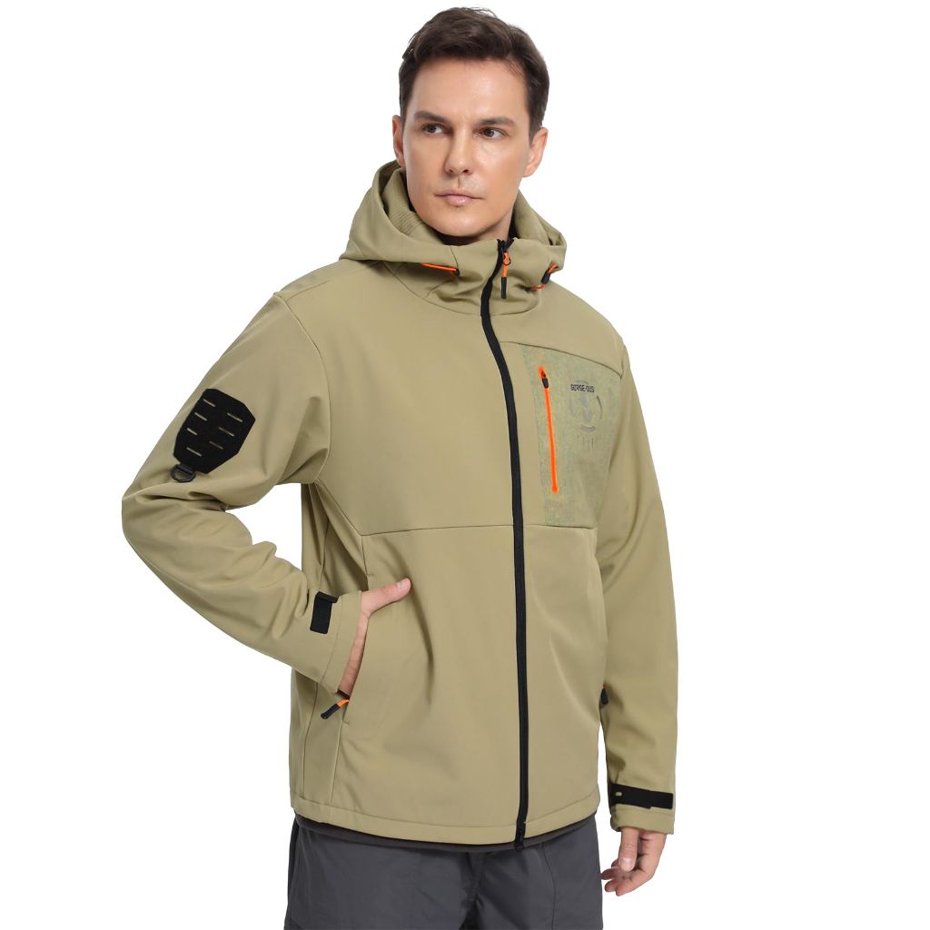 GEMYSE Men's Lightweight Rain Jacket (Khaki, Large)