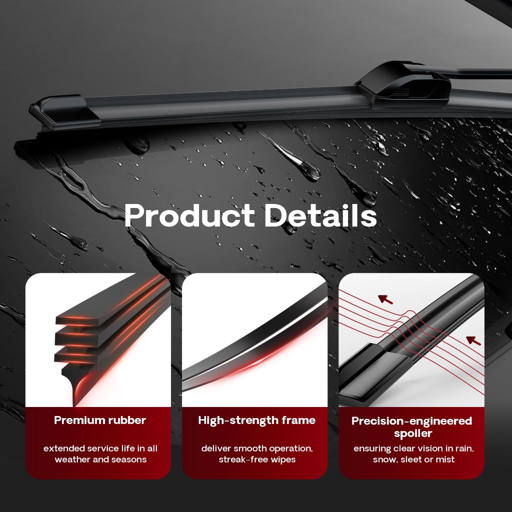 BERG REGEN 22-2 Pack Silicone Windshield Wiper Blades for Ford, Chevy, GMC, Cadillac, Dodge, Chrysler (U/J Hook)